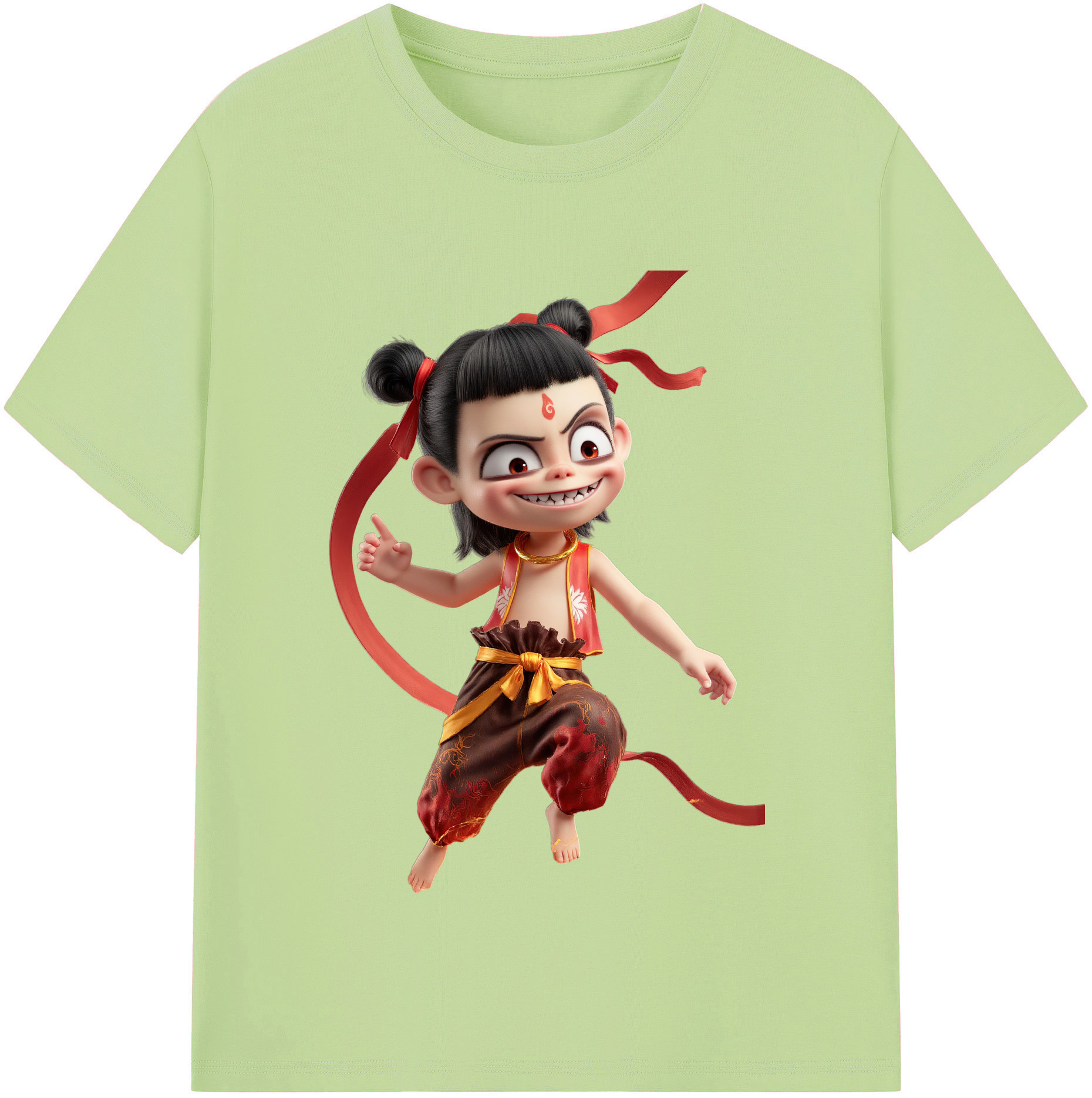（画像用） Ne Zha 2 ナタ 魔童の大暴れ 綿100％半袖Tシャツ（フロントプリント）